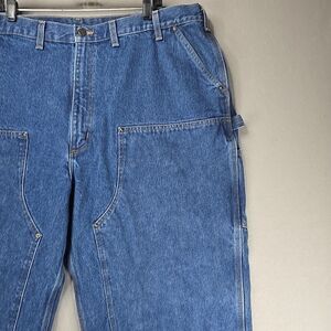 Carhartt Double Knee Front Denim Jeans Mens Sz 46X30 Blue B73 DST